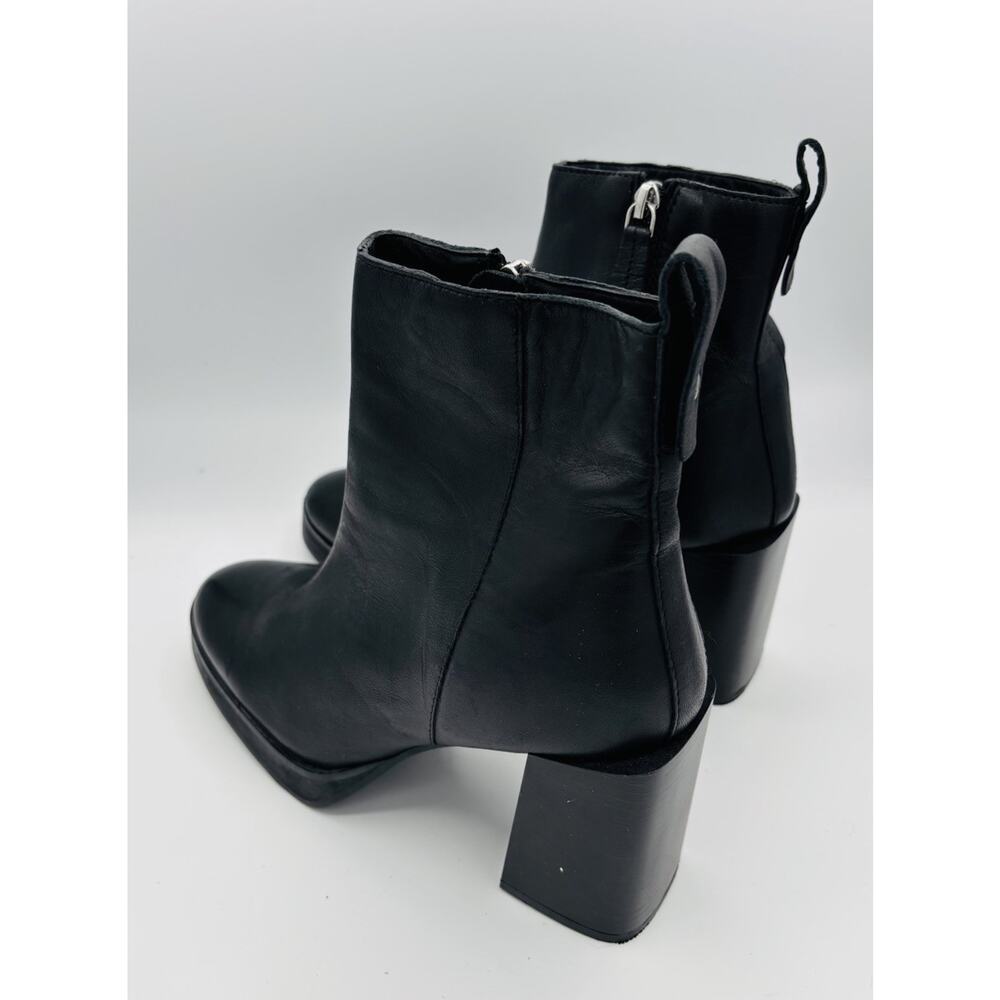 ASRA Black Leather Women’s Block Heel Ankle Boots Sz EU 39 US 8.5 - Picture 2 of 6